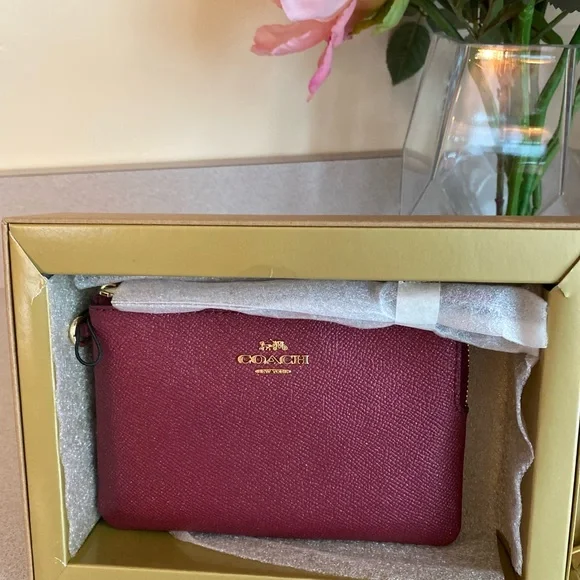 Coach Black Cherry Glitter Boxed Corner Zip Wristlet with Charms. 3 piec… - Picture 4 of 9